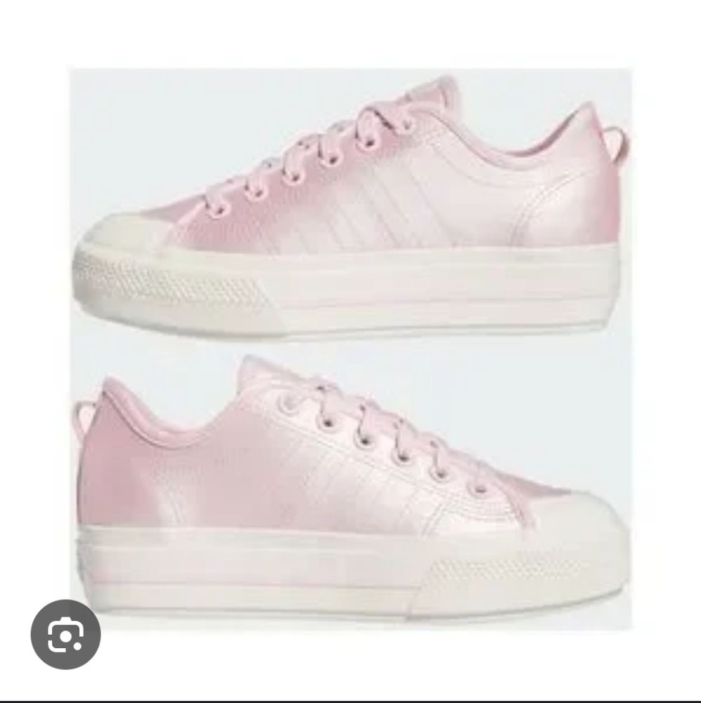 NWT Women ’s pink satin Adidas shoes